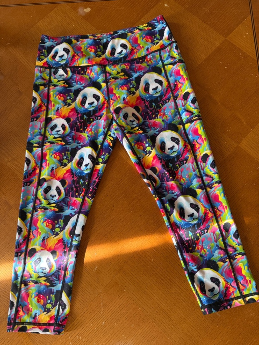 Constantly Varied Gear Rainbow Panda Print Leggings - Black, Blue, Pink, Yellow